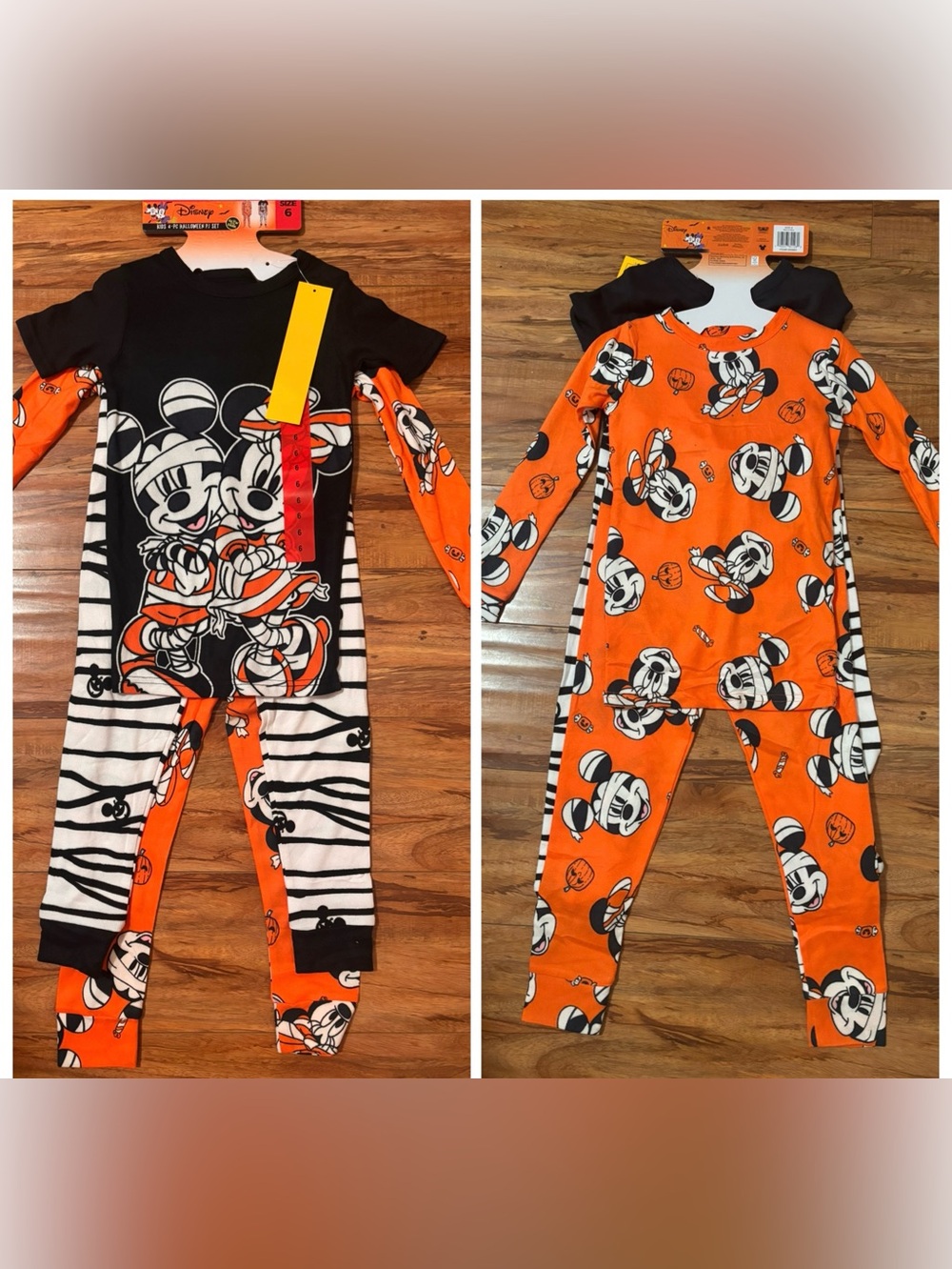 Disney Kids Halloween Mickey and Minnie 2 pairs of Pajamas set